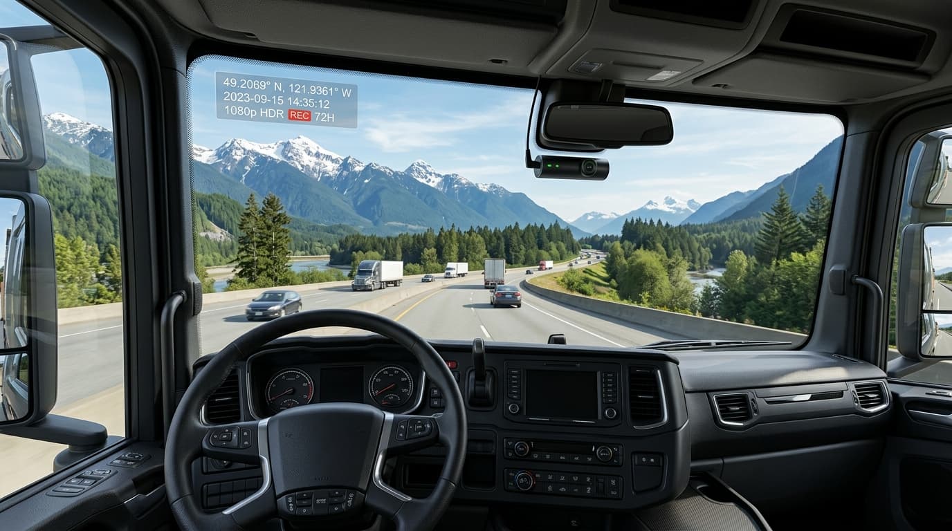 BC Highway 1 Commercial Dump Truck Forward-Facing Dashcam View